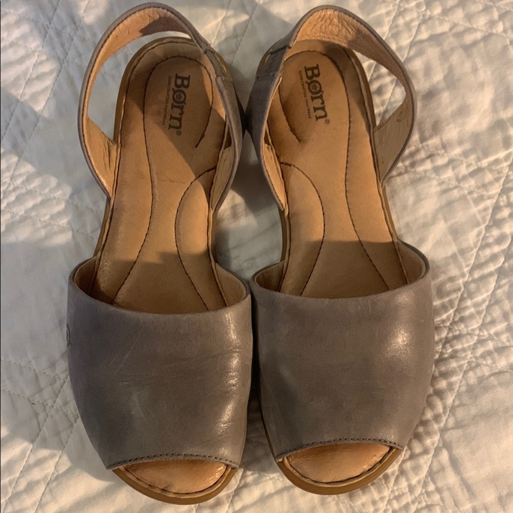 Women's Gray Leather Sandals